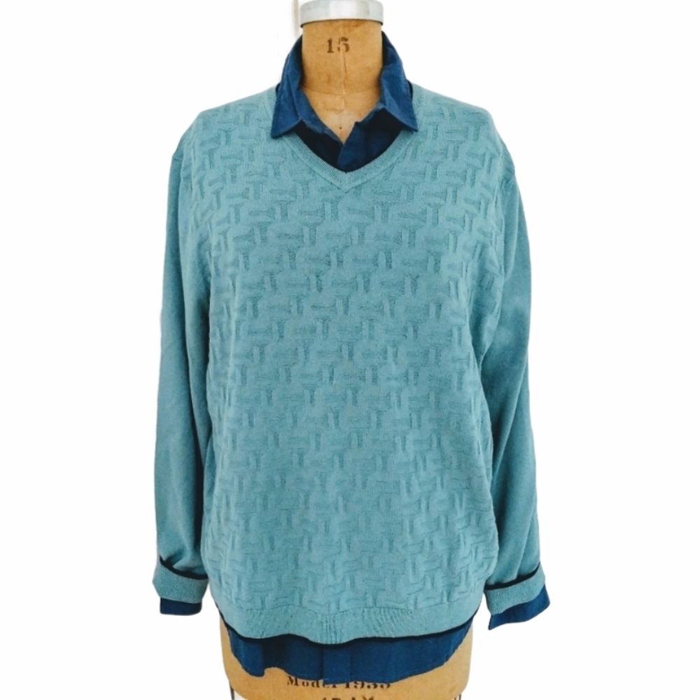 Ted Baker Jacquard V Neck Sweater Size XXL